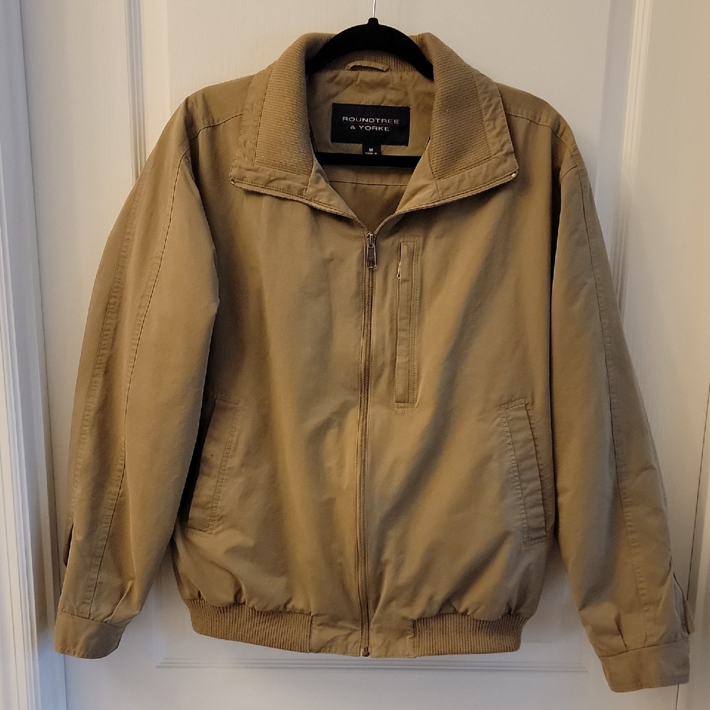 Roundtree & Yorke Men's Beige Bomber Jacket